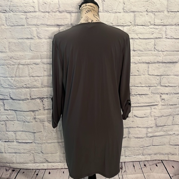 Clara Sun Woo Top High-Low Hem Faux Button Front 3/4 Roll-up Sleeves Size Large - Picture 6 of 8